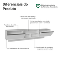 Rack Suspenso para TV até 80 Polegadas 218 cm 2 Portas Branco Glamy Madesa