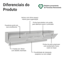 Rack Suspenso para TV até 80 Polegadas 218 cm 2 Portas Branco Vik Madesa
