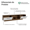 Rack Suspenso para TV até 80 Polegadas 218 cm 2 Portas Rustic/Branco Agata Madesa