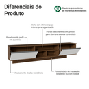 Rack Suspenso para TV até 80 Polegadas 218 cm 2 Portas Rustic/Branco Glamy Madesa