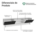 Rack para TV até 80 Polegadas 218 cm 2 Portas Branco/Preto Agata Madesa