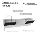 Rack para TV até 80 Polegadas 218 cm 2 Portas Branco/Preto Glamy Madesa