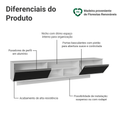 Rack Suspenso para TV até 80 Polegadas 218 cm 2 Portas Branco/Preto Glamy Madesa