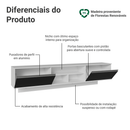 Rack Suspenso para TV até 80 Polegadas 218 cm 2 Portas Branco/Preto Glamy Madesa