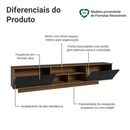 Rack Suspenso para TV até 80 Polegadas 218 cm 2 Portas Rustic/Preto Agata Madesa