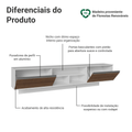 Rack Suspenso para TV até 80 Polegadas 218 cm 2 Portas Branco/Rustic Glamy Madesa