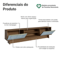 Rack para TV até 80 Polegadas 218 cm 2 Portas Rustic/Cinza Lux Madesa