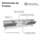 Rack para TV até 80 Polegadas 218 cm 2 Portas Branco/Cinza Agata Madesa