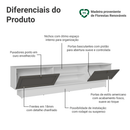 Rack para TV até 80 Polegadas 218 cm 2 Portas Branco/Cinza Vik Madesa