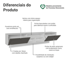 Rack Suspenso para TV até 80 Polegadas 218 cm 2 Portas Branco/Cinza Vik Madesa