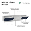 Rack Suspenso para TV até 80 Polegadas 218 cm 2 Portas Branco/Azul Vik Madesa