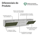 Rack Suspenso para TV até 80 Polegadas 218 cm 2 Portas Branco/Verde Vik Madesa