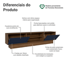 Rack para TV até 80 Polegadas 218 cm 2 Portas Rustic/Azul Vik Madesa