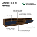 Rack Suspenso para TV até 80 Polegadas 218 cm 2 Portas Rustic/Azul Vik Madesa