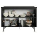Balcão de Cozinha 120 cm 2 Portas Com Pés Preto Nice Madesa