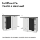 Balcão de Canto 1 Porta Branco/Preto Lux Madesa