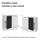 Balcão de Canto 1 Porta (Sem Tampo) Branco/Preto Lux Madesa