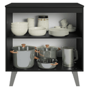 Balcão de Cozinha 80 cm 2 Portas Com Pés Preto Nice Madesa