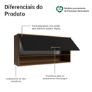 Armário Aéreo 105 cm 1 Porta Basculante Rustic/Preto Lille Madesa