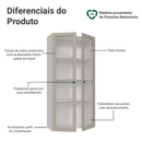 Cristaleira Suspensa 70 cm 2 Portas de Vidro Branco/Crema Vik Madesa