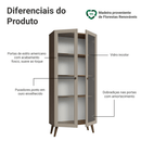 Cristaleira 70 cm 2 Portas de Vidro com Pés Cônicos Rustic/Crema/Rustic Vik Madesa