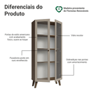 Cristaleira 70 cm 2 Portas de Vidro com Pés Trapézio Rustic/Crema/Rustic Vik Madesa