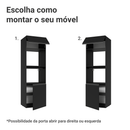 Torre Quente 60 cm 2 Portas 2 Nichos Suspenso Preto Nice Madesa