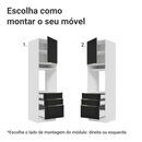 Torre Quente 60 cm 1 Porta e 3 Gavetas Branco/Preto Lux Madesa