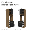 Torre Quente 60 cm 1 Porta e 3 Gavetas Rustic/Preto Lux Madesa