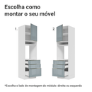 Torre Quente 60 cm 1 Porta e 3 Gavetas Branco/Cinza Lux Madesa