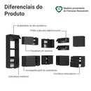 Armário de Cozinha Completa de Canto 465 cm Suspenso Preto Nice Madesa 10