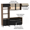 Armário de Cozinha Completa 290cm Rustic/Preto/Crema Safira Madesa 03