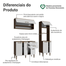 Armário de Cozinha Completa Lille 165 cm Rustic/Branco Madesa 01