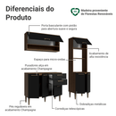 Armário de Cozinha Completa 165 cm Rustic/Preto Lille Madesa 01