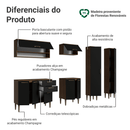 Armário de Cozinha Completa 245 cm Rustic/Preto Lille Madesa 01