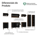 Armário de Cozinha Completa 305 cm Rustic/Preto Lille Madesa 01