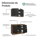 Armário de Cozinha Compacta 120 cm Rustic/Preto Lux Madesa 01