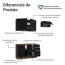 Armário de Cozinha Compacta 180 cm Rustic/Preto Lux Madesa 02