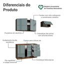 Armário de Cozinha Compacta 180 cm Rustic/Cinza Lux Madesa 02