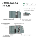 Armário de Cozinha Compacta 180 x 60 cm Branco/Cinza Lux Madesa 03