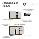 Armário de Cozinha Compacta 180 x 60 cm Rustic/Branco Veludo Lux Madesa 03