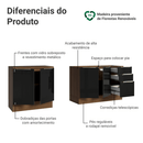 Armário de Cozinha Compacta 200 cm Rustic/Preto Lux Madesa 05