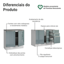 Armário de Cozinha Compacta 200 cm Branco/Cinza Lux Madesa 05