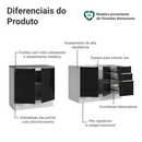 Armário de Cozinha Compacta 200 x 60 cm Branco/Preto Lux Madesa 06