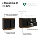 Armário de Cozinha Compacta 200 x 60 cm Rustic/Preto Lux Madesa 06