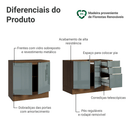 Armário de Cozinha Compacta 200 x 60 cm Rustic/Cinza Lux Madesa 06