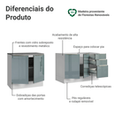 Armário de Cozinha Compacta 200 x 60 cm Branco/Cinza Lux Madesa 06