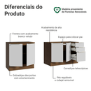 Armário de Cozinha Compacta 200 x 60 cm Rustic/Branco Veludo Lux Madesa 06