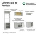 Armário de Cozinha Completa 270 x 60 cm Branco/Branco Veludo Lux Madesa 06