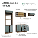 Armário de Cozinha Completa 270 x 60 cm Rustic/Cinza Lux Madesa 08